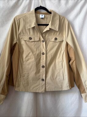 CAbi Mason Two-Tone Beige Swing Jacket Sz L EUC!